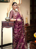 Leriya Fashion Womens Pure Jacquard Banarasi Kanjivarm Cotton Silk Saree With Blouse Piece. (Purple)