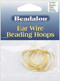 Beadalon Ear Wire Beading Hoops | Hoops for Jewelry Making Gold Findings | Gold Plated Metal Loop Earrings | Small 25mm 12 Pack