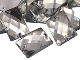 Allstarco 14x10mm Crystal Clear CH38 Flat Back Rectangle Sew On Beads for Crafts Plastic Acrylic Rhinestones with Holes for Sewi