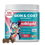 Solid Gold Omega 3 Fish Oil for Dogs Soft Chews - Chicken Flavored Omega 3 for Dog Skin & Coat Health - Vitamin C, E & Biotin Ch