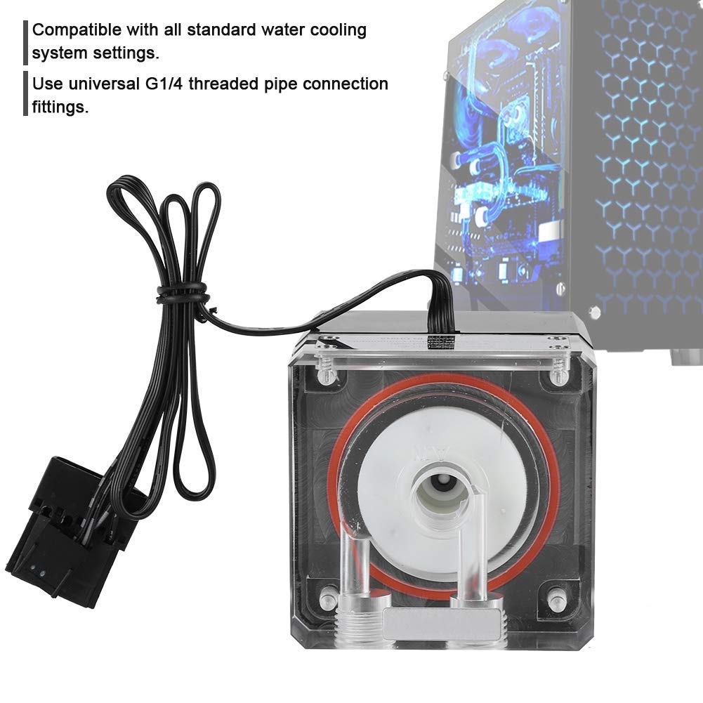 Water Cooling Pump, 800L/H PC Water Cooling Integrated Mute Support PWM for CPU Cooling System.