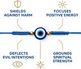 7-Knot Blue Evil Eye Handmade Bracelet Set of 7, Rakhi for Brother, Bhaiya | Adjustable Good Luck Protection Bracelet, Lucky Kabbalah for Men and Women