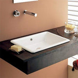 Scarabeo 8032No Hole Gaia Rectangular Ceramic Self Rimming/Vessel Sink, White