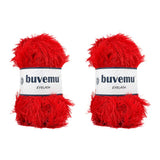 Buvemu Eyelash Fun Fur Yarn 100 Gram (3.53 Ounces) 175 Yards (160 Meters) (Bright Red - 2 Skeins)