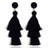 Boho Statement Tassel Earrings for Women Clip On Drop Earrings Feather Earrings Non Piercing Jewelry for Women Dangling Fringe E