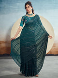 Satrani Womens Pure Georgette Saree (3473S692N_Rama)