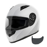 VCAN VX Lightweight Full Face Motorcycle Street Bike Helmet with Extra Tinted Visor DOT Approved (White, Small)