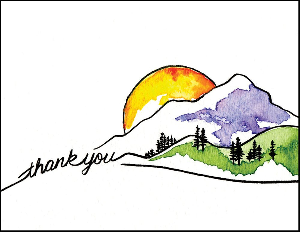 Peaks Publishing Inc Thank You Cards - Mountain Sun Note Cards Set Of 12 Greeting Cards And Envelopes