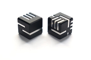 AKO DICE I - Black - Custom Metal dice Version 1 by AKO Dice. 16mm D6 Game dice with Redesign Concept. (Black)