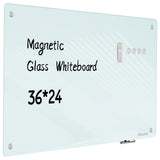 Magnetic Glass Whiteboard - Glass Dry Erase Board 36x24 Large Frameless Glass Board for Walls Office School and Home
