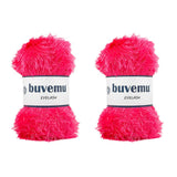 Buvemu Eyelash Fun Fur Yarn 100 Gram (3.53 Ounces) 175 Yards (160 Meters) (Fuchsia - 2 Skeins)