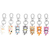 Fianoeir 7 Pcs Cat Keychain, Aesthetic Key Chains for Girls, Bag Charms with Cat Jewelry, Cute Keychain Set for Handbags and Gif