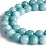 100pcs 8mm Blue Chalcedony Beads Natural Gemstone Beads Round Loose Beads for Crafting and Jewelry Making