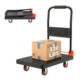 Push Cart Dolly - Foldable Heavy - Duty Flatbed Platform Cart with 360 - Degree Rotating Wheels for Moving in Food Truck and Tra