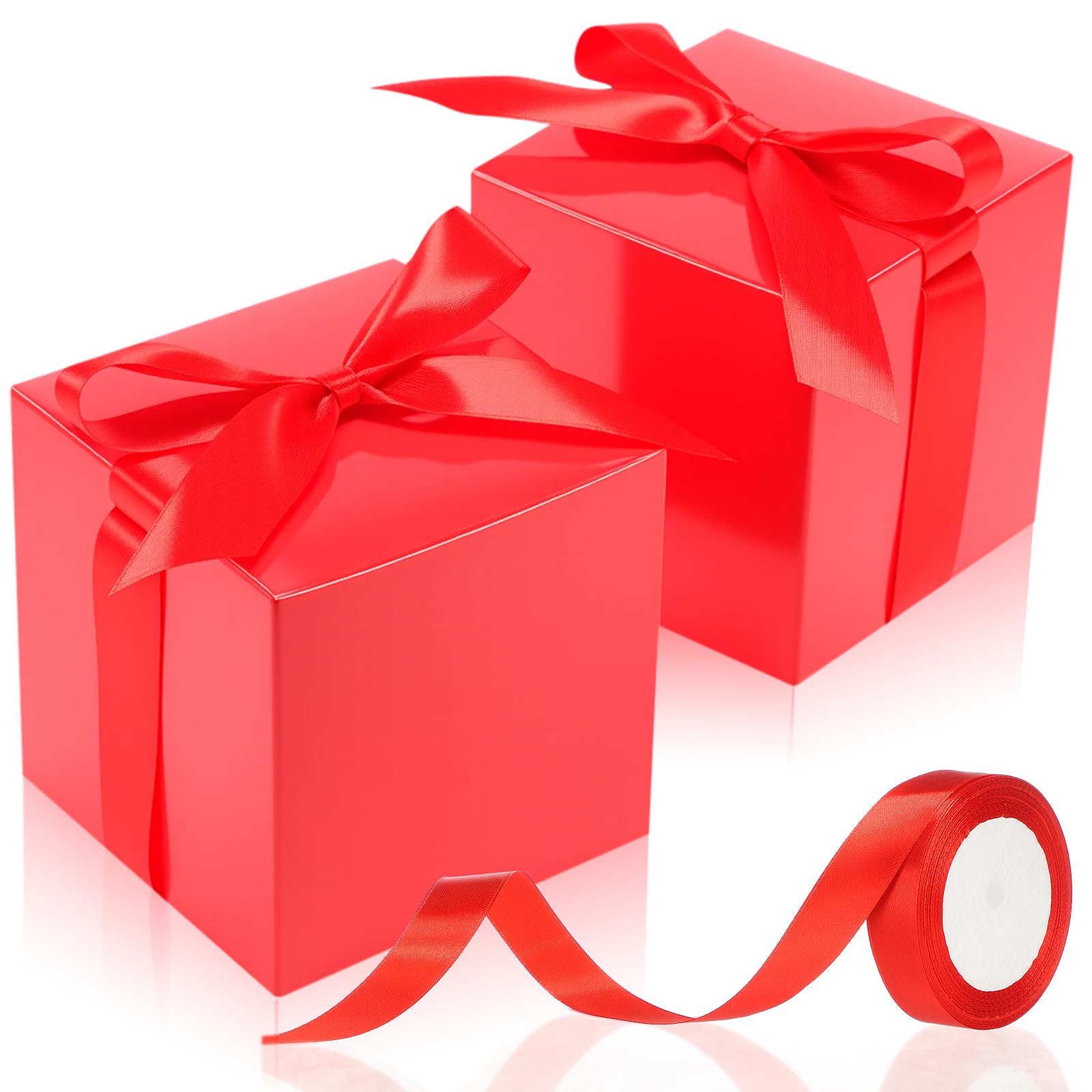 MotiMind 48 Pcs Christmas Gift Boxes with Ribbon Small Party Favor Boxes with Lids Mini Treat Candy Container for Wedding, Party