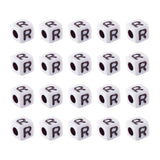 FASHEWELRY 240Pcs Cube White Acrylic Letter Beads 5x5x5mm Letter R Alphabet Beads for DIY Bracelet Necklace Jewelry Making