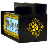 santarms Wooden Handmade Pen Stand (9x14.5x7.5) cm handicrafts Home Decorative Item with rajesthani meenakari Study Material