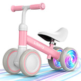 Liberry Light Up Baby Balance Bike 1 2 Years, Ride Toys with Adustable Seat for Girls, First Birthday Gift for Toddlers, Pink