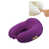 Orka Travel Memory Foam Spandex Solid High Back U Neck Pillow Purple
