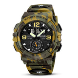 Skmei Sport Military Tactical Commando Digital-Analog Watch, Black Dial Abs Case Men'S Watch, Tpu Army Green Camouflage Band, Wa