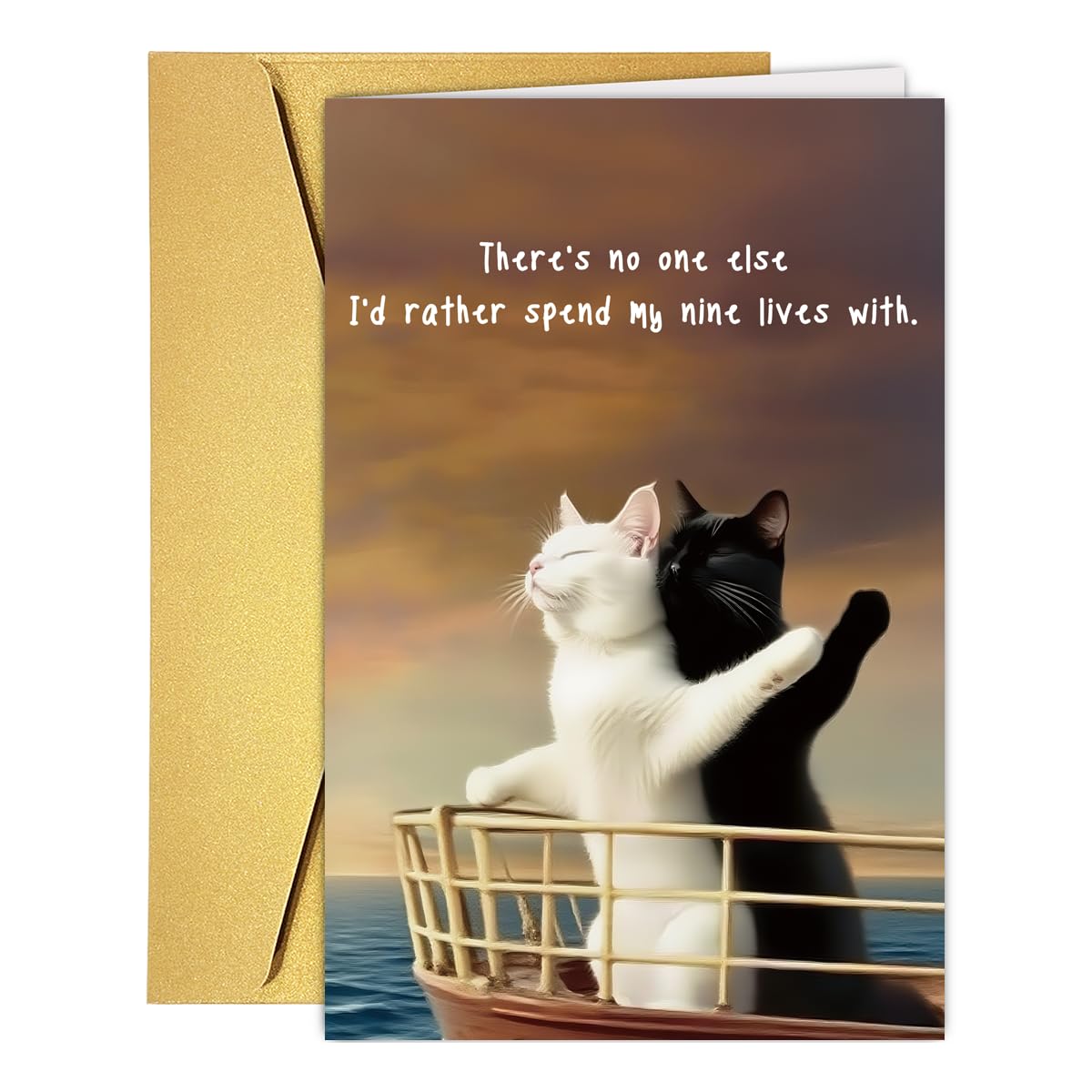 PUGAILA Cute Cat Anniversary Card for Men Women Cat Lovers, Anniversaries, Valentines Day, Birthdays Card, Romantic Gifts for Co