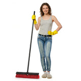 18 Inch Heavy Duty Push Broom Outdoor with 63inch Long Handle Stiff Bristle Brush for Patio,Deck,Driveway,Garage,Yard,Warehouse&Con