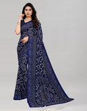 Satrani Womens Pure Georgette Saree (2041S575N_3112S2151N_Navy Blue | Pink)