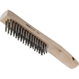 Forney 70520 Wire Scratch Brush, Stainless Steel with Wood Shoe Handle, 10-1/4-Inch-by-.013-Inch