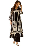 Anni Designer Women'S Cotton Blend Straight Printed Kurta With Pant (Mehal Black_S_Black_Small),Black,S