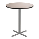 National Public Seating NPS 36 Round Cafe Table with X Base, 42 Height, Particleboard Core/T-Mold, Grey Nebula Top, Grey Frame