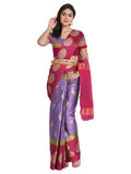 DHRUVI TRENDZ Womens Chanderi Cotton Saree With Blouse Piece (Dt-S155&B4_Purple)