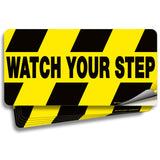 iSYFIX Watch Your Step Floor Decals Stickers - 6 Pack 10x5 Inch - Premium Self-Adhesive Vinyl, Laminated Anti-Slip, Water Resist