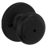 Kwikset Cove Interior Privacy Door Knob with Lock, Door Handle For Bathroom and Bedroom, Matte Black Keyless Turn Lock Doorknob