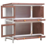 'Vidaxl 2-Layer Outdoor Rabbit Hutch With Waterproof Green Roof, Iron Wire Mesh, Pull-Out Trays, And 4 Doors - Brown And White Wooden Pet Enclosure