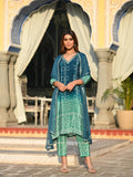 Wedani Soft Chinon Silk Bandhani Print With Sequence Embroidery Lace Border Kurta Pant Set With Dupatta For Women-Turquoise,Turquoise,XL,Silk Blend,Regular,Dupatta