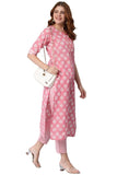 Anni Designer Women'S Cotton Blend Printed Straight Kurta With Pant (Funnu Pink-Nw_M_Pink_Medium),Pink,M