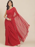 Womanista Womens Striped Embellished Georgette Saree (Ti2857_Red)
