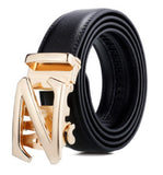 Zacharias MenS Faux Leather Belt Autolock Buckle DsGr98 (Golden Black; Free Size)