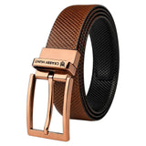 Crabby Hunt MenS Reversible Leather Belt Brown & Black DualSided Orbit Textured Belt With Premium Square Choco Metal Buckle F