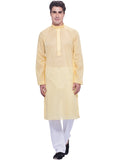 Manyavar Men's Blended Kurta & Pyjama Set, Yellow - Large/40 (M302153-324)