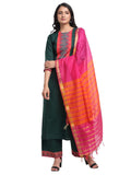 Gosriki Women'S Cotton Printed Straight Kurta With Palazzo & Dupatta (Anupma Green_Xl_Green_X-Large),Green,,B0976YH3FN