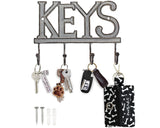 Comfify White Cast Iron Key Holder for Wall - Keys Sign with 4 Hooks