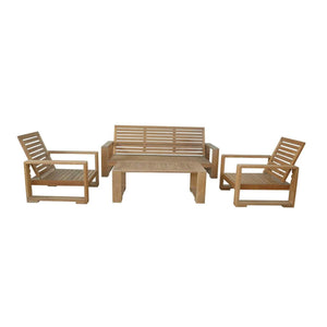 Anderson Teak Set-142 Capistrano 5-Piece Sofa Collection Modern Deep Seating, Teak Honey Gold