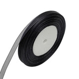 Chenkou Craft Solid Organza Ribbon 1/2 Black 1 Roll 50 Yards Craft Bow Party Decoration Packing Ribbons (Black, 1/2(12mm))
