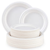 ECOLipak 120 Pack Compostable Paper Plates, 9 inch and 7 inch Heavy Duty Disposable Paper Plates, Eco friendly Sugarcane Biodegr