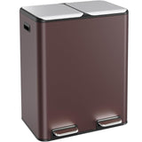 ComfyCorner 16 Gal (2 x 30 L) Dual Trash Can, Stainless Steel Kitchen Garbage Bin, Recycle Dustbin with Odor Control Box, Soft-C