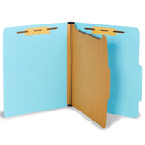 Staples 614424 Pressboard Classification Folders 2/5 Top Tab LTR 1 Div Lt Blue 20/Bx