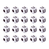 FASHEWELRY 200Pcs Cube White Acrylic Letter Beads 5x5x5mm Letter U Alphabet Beads for DIY Bracelet Necklace Jewelry Making