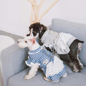 Touchdog I Love Poochi Classical Fashion Plaid Dog Dress, Large, Blue