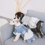 Touchdog I Love Poochi Classical Fashion Plaid Dog Dress, Large, Blue